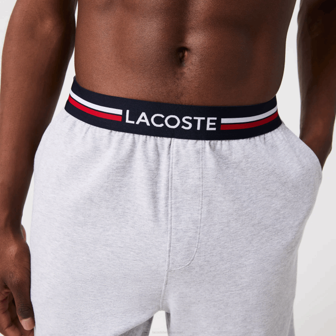 gris chiné cca V6HV1375 Hommes Lacoste boxer long à taille rayée