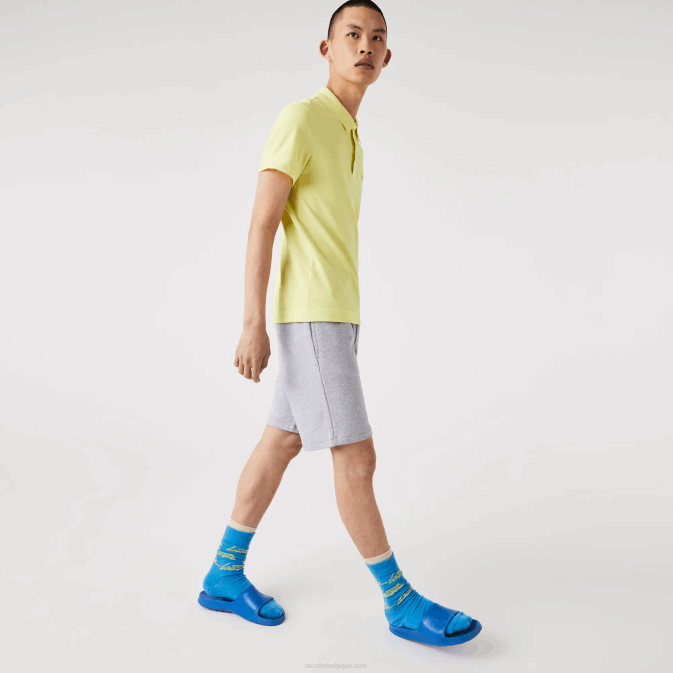 gris chiné cca V6HV1418 Hommes Lacoste short oversize en molleton de coton bio imprimé crocodile