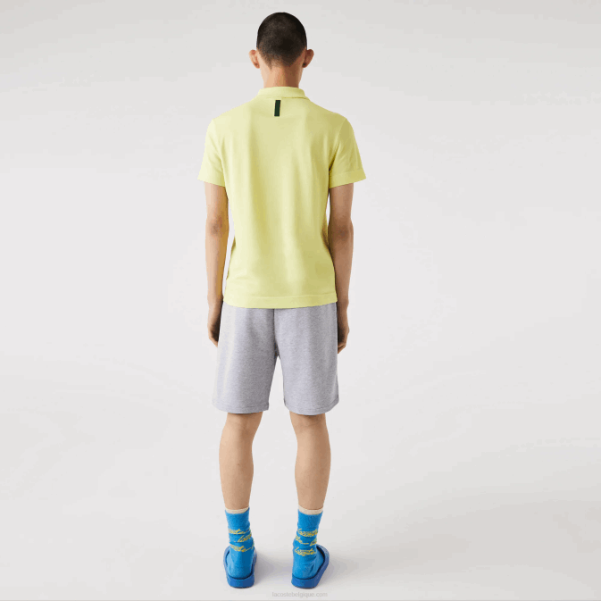 gris chiné cca V6HV1418 Hommes Lacoste short oversize en molleton de coton bio imprimé crocodile