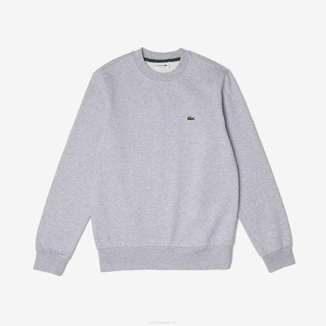 gris chiné cca V6HV287 Hommes Lacoste sweat-shirt en coton bio brossé
