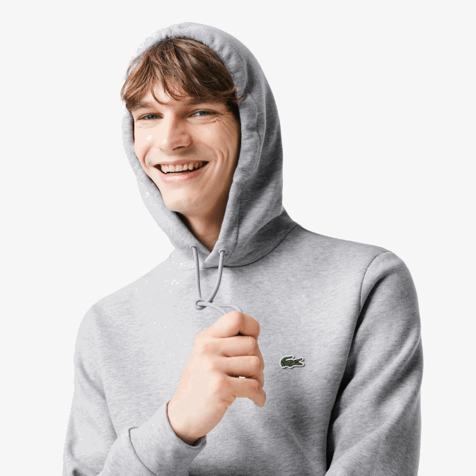 gris chiné cca V6HV288 Hommes Lacoste sweat à capuche coton bio