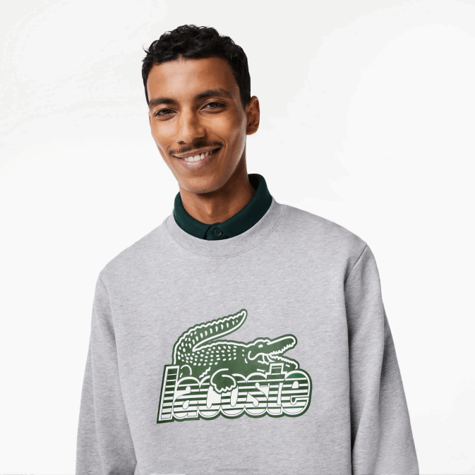 gris chiné cca V6HV301 Hommes Lacoste sweat col rond molleton non gratté