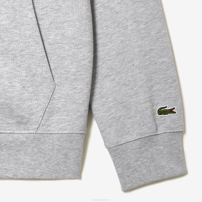 gris chiné cca V6HV322 Hommes Lacoste sweat à capuche zippé en molleton non brossé