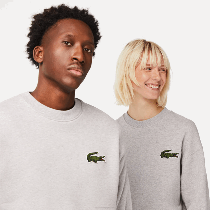 gris chiné cca V6HV323 Hommes Lacoste sweat ample à écusson crocodile