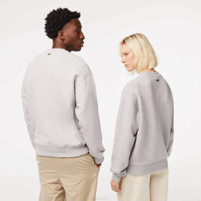 gris chiné cca V6HV323 Hommes Lacoste sweat ample à écusson crocodile
