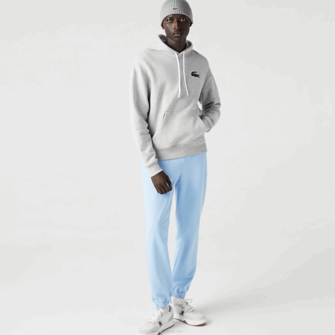 gris chiné cca V6HV368 Hommes Lacoste sweat ample à capuche en coton bio