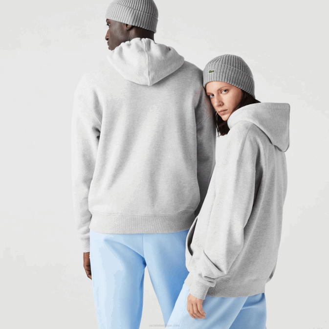 gris chiné cca V6HV368 Hommes Lacoste sweat ample à capuche en coton bio