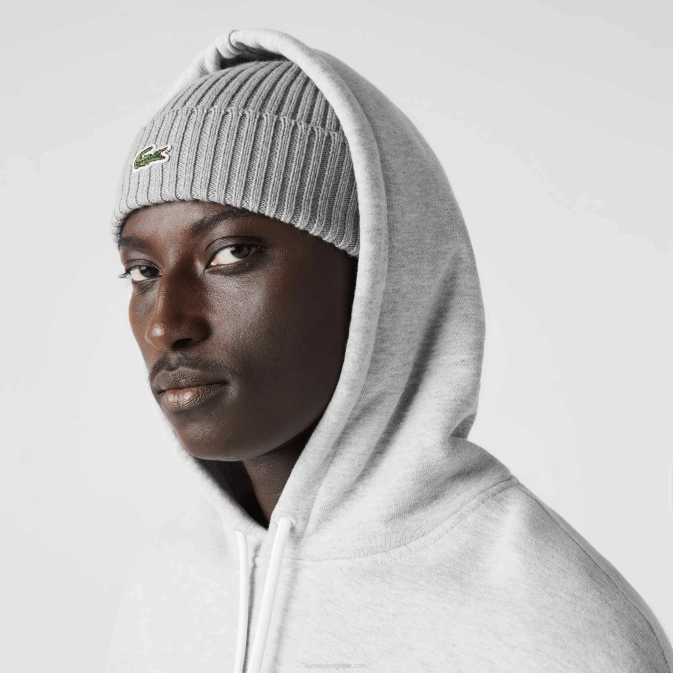 gris chiné cca V6HV368 Hommes Lacoste sweat ample à capuche en coton bio