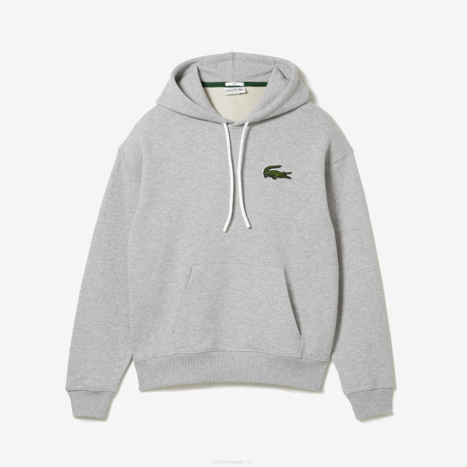 gris chiné cca V6HV368 Hommes Lacoste sweat ample à capuche en coton bio