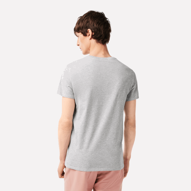 gris chiné cca V6HV619 Hommes Lacoste t-shirt en jersey de coton pima à col rond