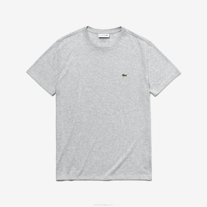 gris chiné cca V6HV619 Hommes Lacoste t-shirt en jersey de coton pima à col rond