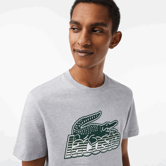 gris chiné cca V6HV66 Hommes Lacoste t-shirt imprimé en jersey de coton