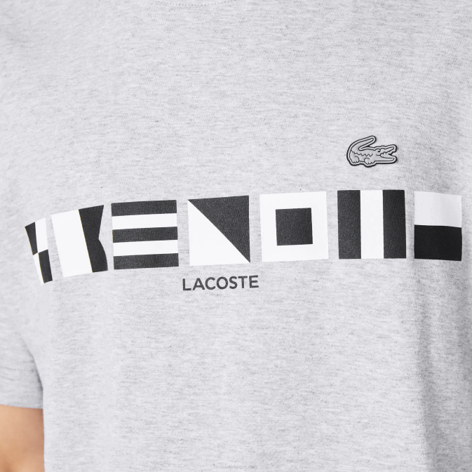 gris chiné cca V6HV660 Hommes Lacoste t-shirt imprimé à coupe décontractée