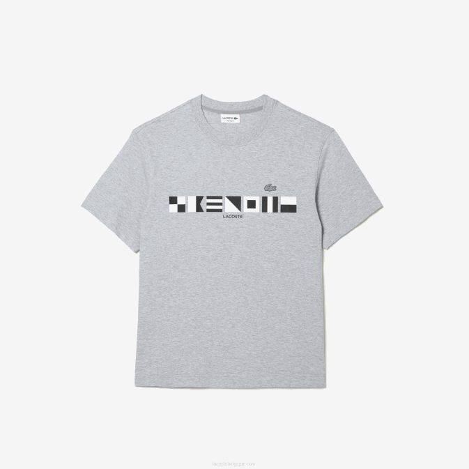 gris chiné cca V6HV660 Hommes Lacoste t-shirt imprimé à coupe décontractée