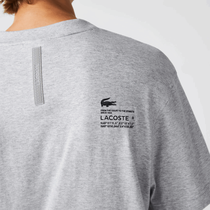 gris chiné cca V6HV660 Hommes Lacoste t-shirt imprimé à coupe décontractée