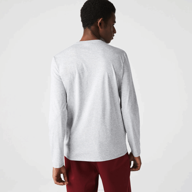 gris chiné cca V6HV677 Hommes Lacoste t-shirt col v léger en jersey de coton pima