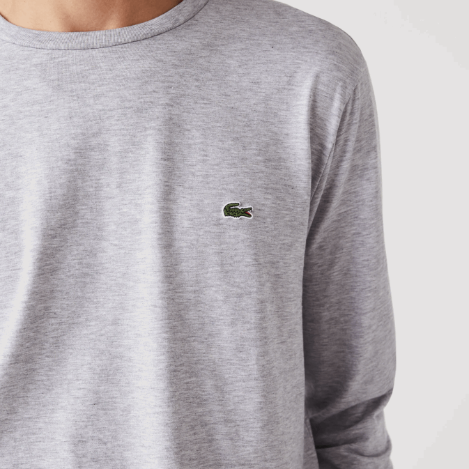 gris chiné cca V6HV691 Hommes Lacoste t-shirt en jersey de coton pima à col rond