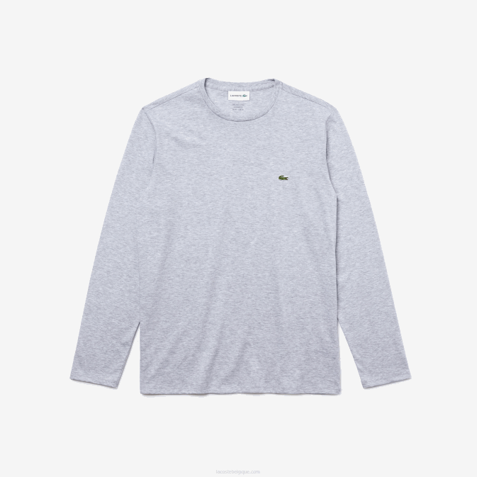 gris chiné cca V6HV691 Hommes Lacoste t-shirt en jersey de coton pima à col rond