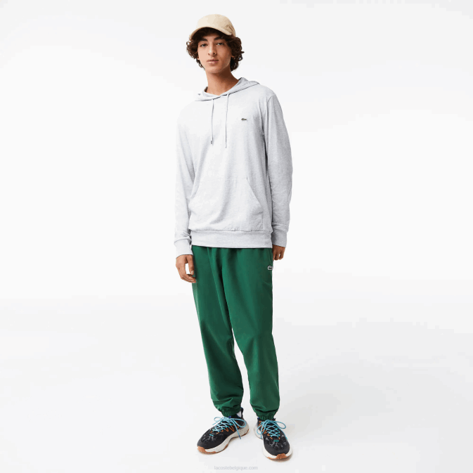 gris chiné cca V6HV713 Hommes Lacoste sweat à capuche en jersey de coton