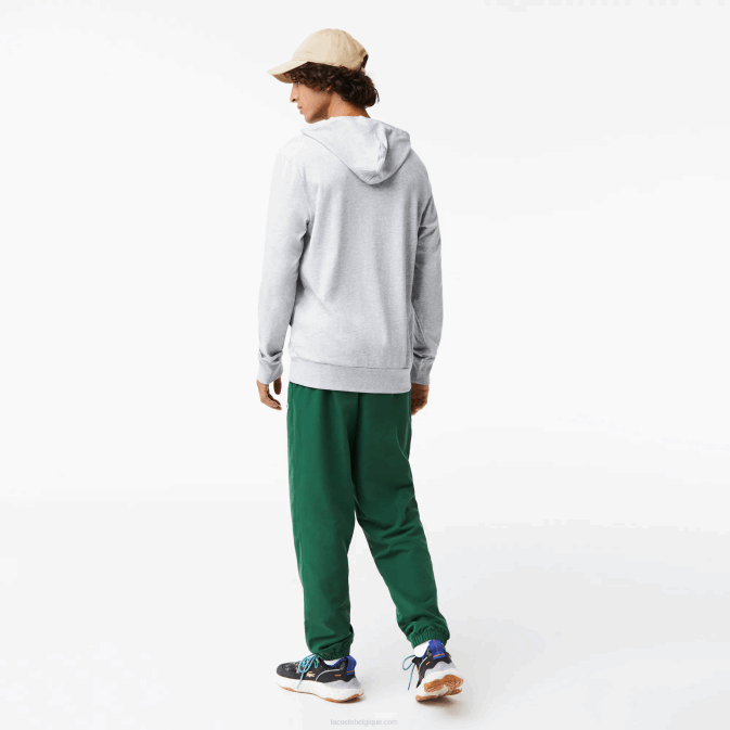 gris chiné cca V6HV713 Hommes Lacoste sweat à capuche en jersey de coton