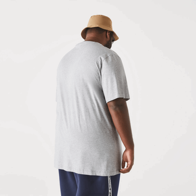 gris chiné cca V6HV765 Hommes Lacoste polo regular fit en coton côtelé à col en V (grande taille)