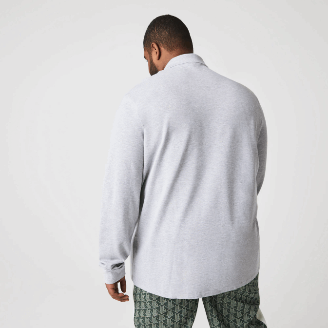 gris chiné cca V6HV787 Hommes Lacoste polo chiné à manches longues original l1212