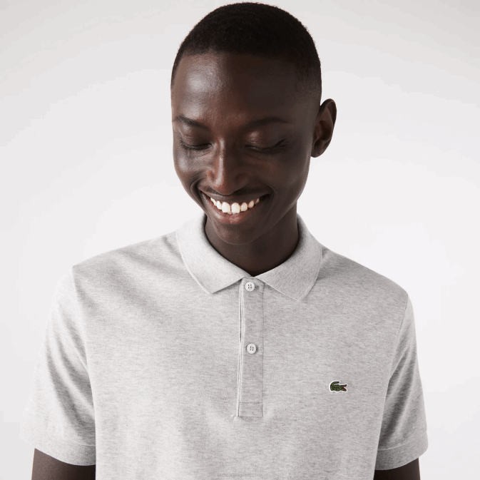 gris chiné cca V6HV798 Hommes Lacoste polo coupe classique en coton pima