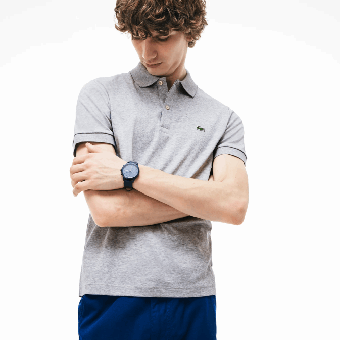 gris chiné cca V6HV798 Hommes Lacoste polo coupe classique en coton pima