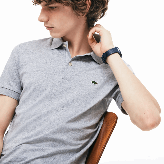 gris chiné cca V6HV798 Hommes Lacoste polo coupe classique en coton pima