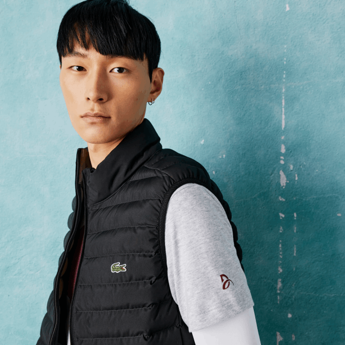 gris chiné cca V6HV871 Hommes Lacoste t-shirt sport novak djokovic croco en coton bio