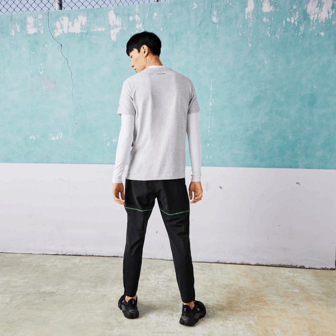 gris chiné cca V6HV871 Hommes Lacoste t-shirt sport novak djokovic croco en coton bio