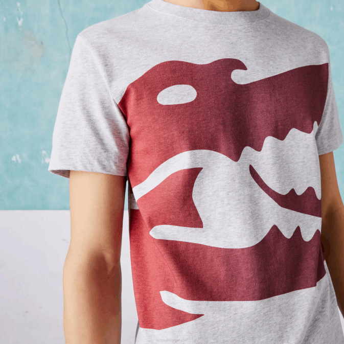 gris chiné cca V6HV871 Hommes Lacoste t-shirt sport novak djokovic croco en coton bio