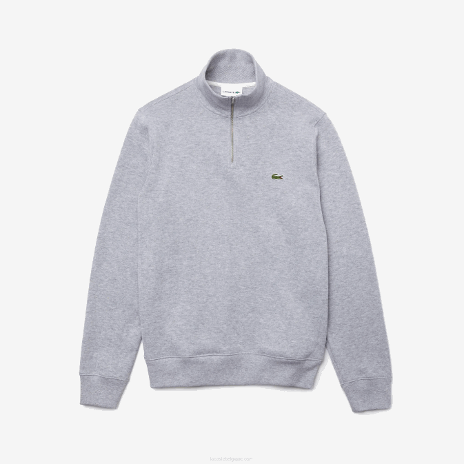 gris chiné cca V6HV954 Hommes Lacoste sweat col montant zippé en coton