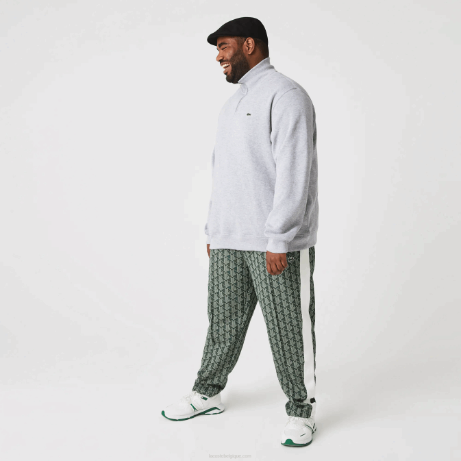 gris chiné cca V6HV954 Hommes Lacoste sweat col montant zippé en coton