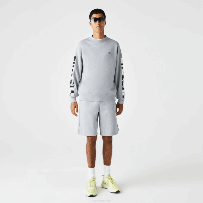 gris chiné cca V6HV983 Hommes Lacoste sweat ample à imprimé réfléchissant