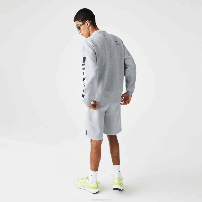 gris chiné cca V6HV983 Hommes Lacoste sweat ample à imprimé réfléchissant