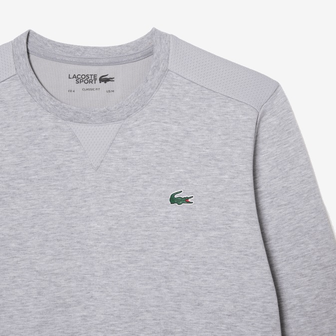 gris clair chine 9ya V6HV1062 Hommes Lacoste sweat à empiècements en mesh sport