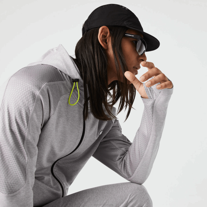 gris clair chine 9ya V6HV1084 Hommes Lacoste sweat zippé stretch sport
