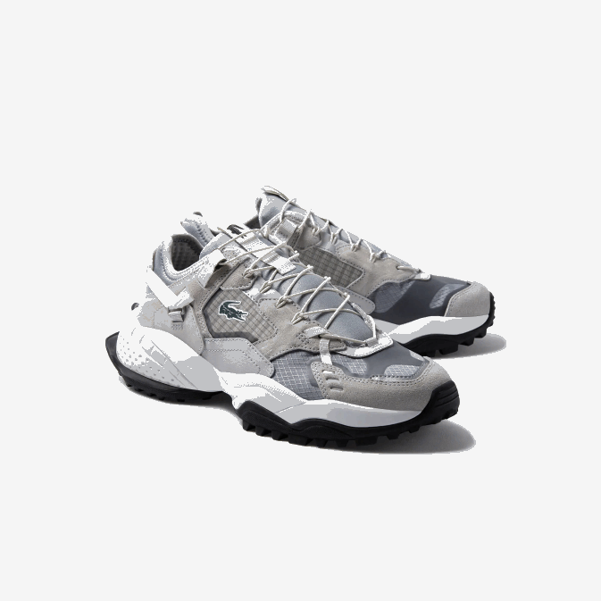 gris clair et noir gb7 V6HV1827 Hommes Lacoste baskets en daim et textile l-guard breaker