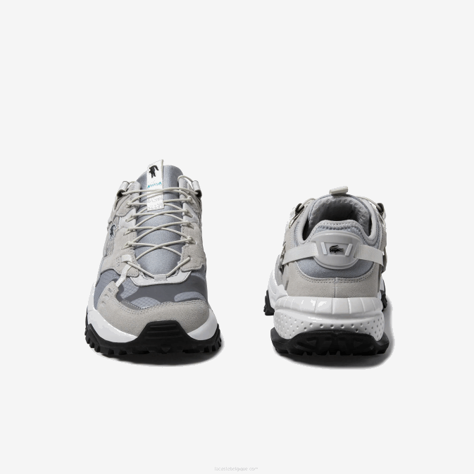gris clair et noir gb7 V6HV1827 Hommes Lacoste baskets en daim et textile l-guard breaker