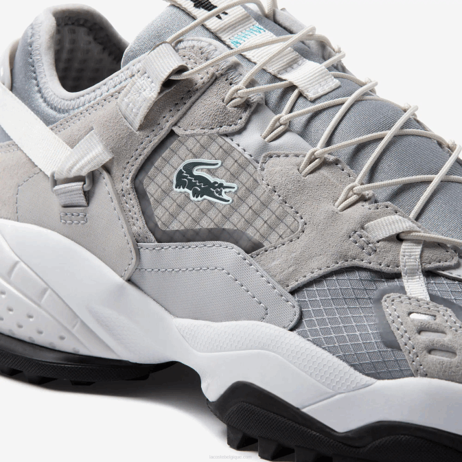 gris clair et noir gb7 V6HV1827 Hommes Lacoste baskets en daim et textile l-guard breaker