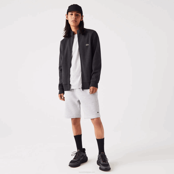 gris el6 V6HV1271 Hommes Lacoste sweat zippé coupe classique en polaire grattée