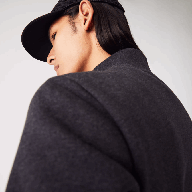 gris el6 V6HV1271 Hommes Lacoste sweat zippé coupe classique en polaire grattée