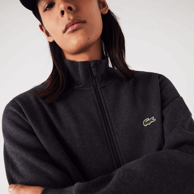 gris el6 V6HV1271 Hommes Lacoste sweat zippé coupe classique en polaire grattée