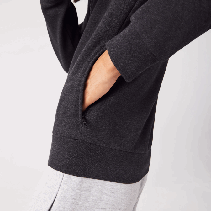 gris el6 V6HV1271 Hommes Lacoste sweat zippé coupe classique en polaire grattée