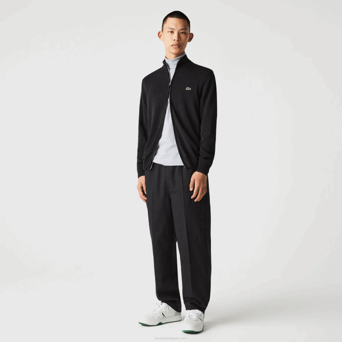 gris el6 V6HV462 Hommes Lacoste pull col montant zippé en coton bio