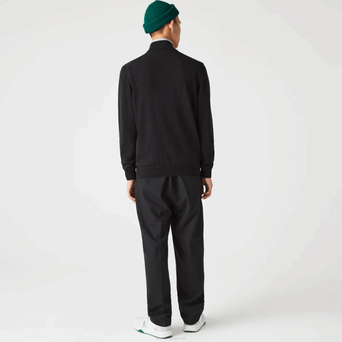 gris el6 V6HV462 Hommes Lacoste pull col montant zippé en coton bio