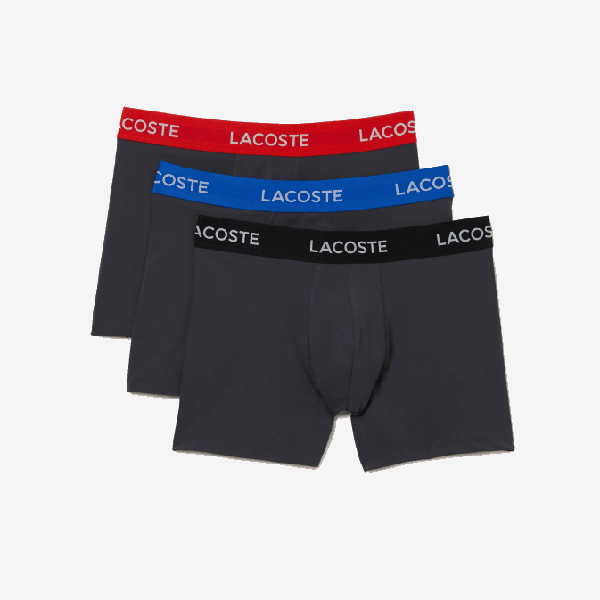 gris foncé rouge bleu noir 8w3 V6HV1528 Hommes Lacoste lot de 3 boxers en microfibre taille rayée
