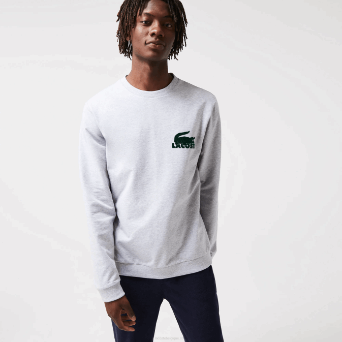 gris vert chine y9k V6HV1386 Hommes Lacoste sweat-shirt d\intérieur en molleton de coton