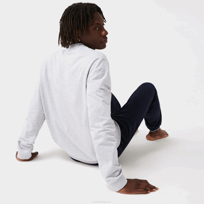 gris vert chine y9k V6HV1386 Hommes Lacoste sweat-shirt d\intérieur en molleton de coton